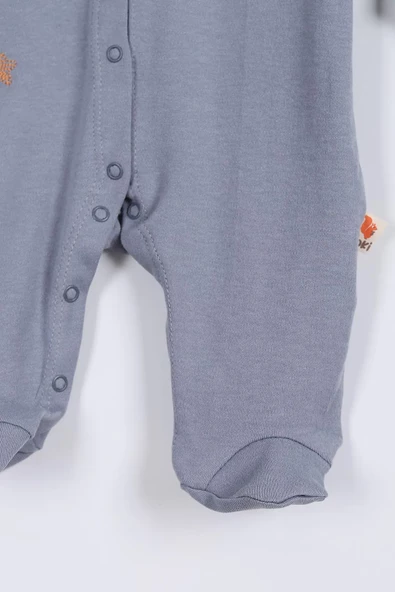 Sevimli Gezegen Desenli Çıtçıtlı %100 Pamuklu Yumuşak Uzun Kollu Kışlık Erkek Bebek Tulum 0-3-6-9 Ay - 6