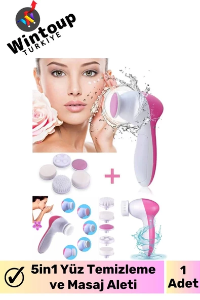 Yüz Cilt Temizleme Cihazı Siyah Nokta Peeling Fırça Seti Yüz Bakımı Masaj Aleti 5 in 1 Pilli