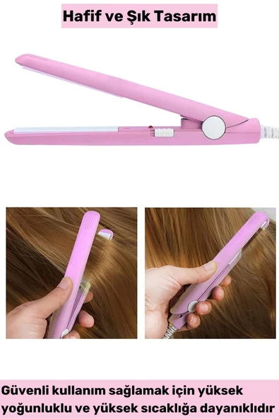 Seyahat Tipi Mini Saç Düzleştirici Seramik Uçlu Düzleştirici - 3