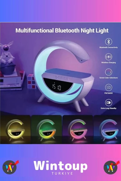 G Hoparlör Led Işıklı Rgb Aydınlatma Kablosuz Şarj Bluetooth Hoparlör Speaker 15 Watt Beyaz - 2