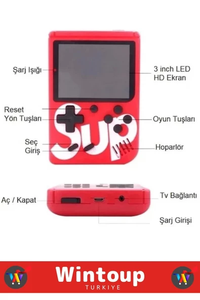 Sup Ateri Oyun Konsolu 2 Oyunculu Mini El Atarisi 400 Oyunlu - 2