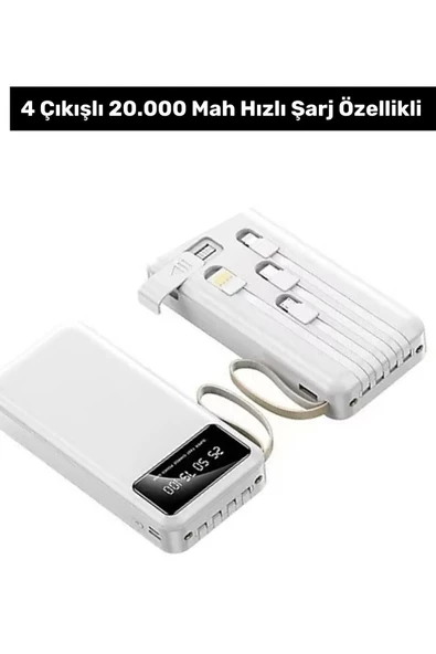 Özel Seri Dijital Led Göstergeli 20000 Mah Hızlı Şarj Powerbank