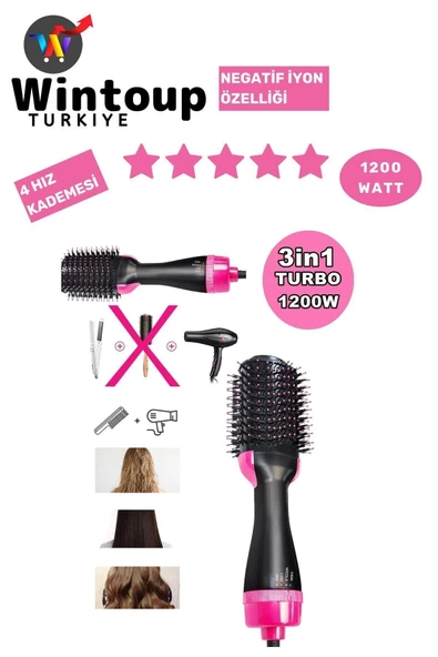 Yeni Model-Saç Şekillendirici&Saç Düzleştirici Fön Tarağı Tarak Fırça 1200w