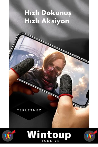 Mobil oyun eldiveni dokunmatik ekran eldiveni fiber parmak uçları ter geçirmez kaymaz 2 Çift - 2