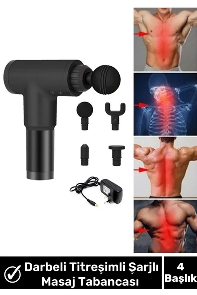 Mini Professional Massage Gun and Massager with 4 Heads Gun Fascial Massage Gun