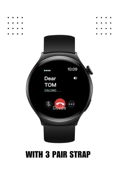 Akıllı Telefon Uyumlu 3 Kordonlu Android IOS Akıllı Saat AMOLED Ekran Smart Watch