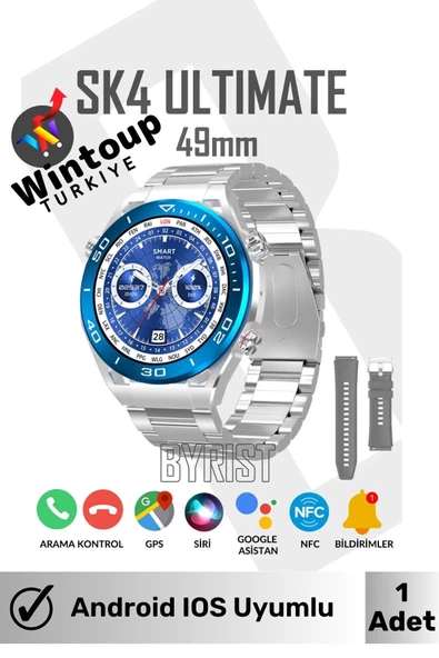 Honor&Oppo&Poco Uyumlu 49mm 1.45' Tam Ekran Gps/nfc/sesli Asistan Klasik Smart Watch