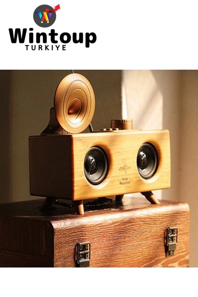 Retro Dekoratif Tüm Markalar İle Uyumlu Bluetooth Gramafon Hoparlör