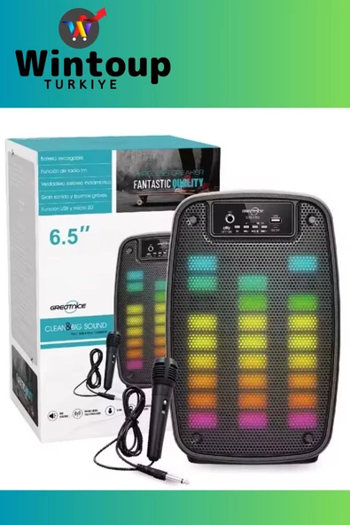 Mikrofonlu Rgb Ledli Bluetooth Hoparlör Usb-Tf-Fm