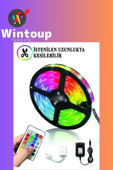 5 Metre LED şerit Bluetooth RGB Uzaktan Kumandalı