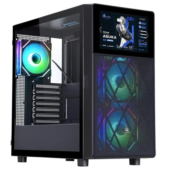 POWERBOOST PB-P4367BB 3-RGB FANLI LCD EKRANLI GAMING MID-TOWER PC KASASI - Resim 2
