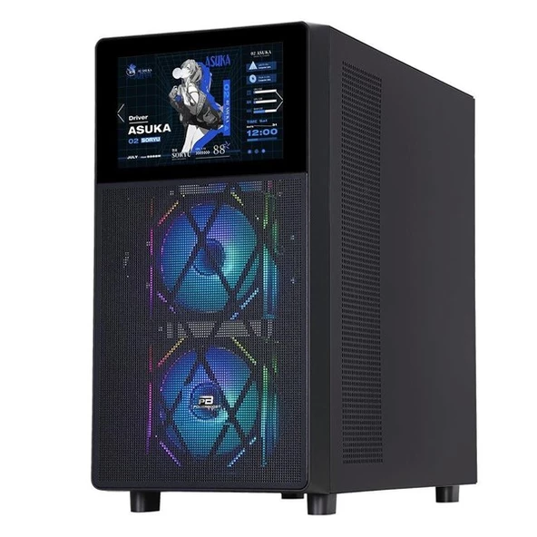 POWERBOOST PB-P4367BB 3-RGB FANLI LCD EKRANLI GAMING MID-TOWER PC KASASI - Resim 5