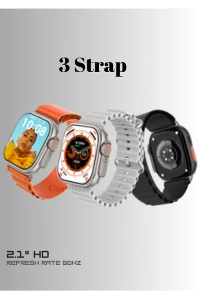 Android&ios Destekli 49 Mm HD Ekran 3 Strap Smart Watch - 2