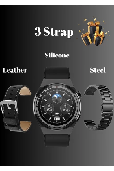 Akıllı Saat 3 Kordonlu Full Özellikli HD Ekran Ios&Android Uyumlu 3 Strap Smart Watch