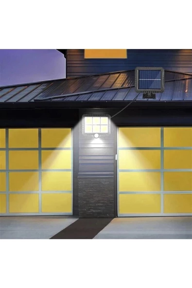 3 Modlu 120 Cob Led Kumandalı Solar Panel Güneş Enerjili Duvar Lambası Bahçe Lambası - Resim 5