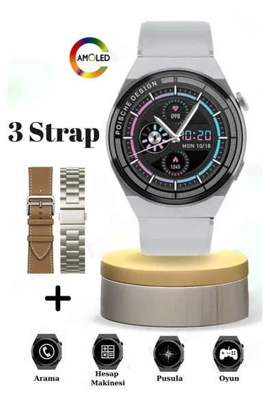 3 Kordonlu Akıllı Saat Yüksek Çözünürlüklü Çift Çekirdekli Smart Watch GPS/NFC/SİRİ Aktif 3 Strap ürün görseli