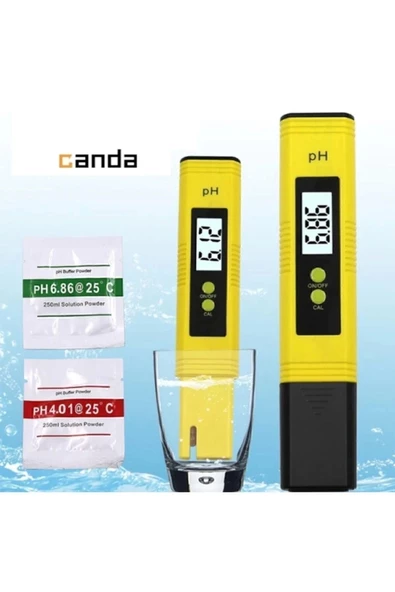 Dijital Ph Metre / 0.01 Hassasiyetinde Su Sıvı Akvaryum Ph Ölçer Pil + Kap + 2 Adet Çözelti