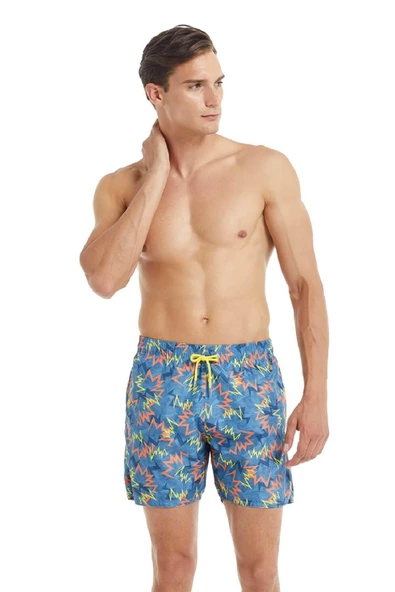 Blackspade 10041 Erkek Geometrik Yıldırım Baskılı Şort Mayo