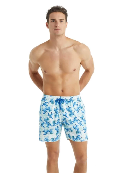 Blackspade 10412 Erkek Deniz Kaplumbağası Baskılı Şort Mayo - 4