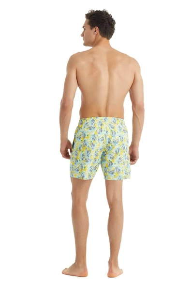 Blackspade 10419 Erkek Sarı Tropikal Baskılı Şort Mayo - 5