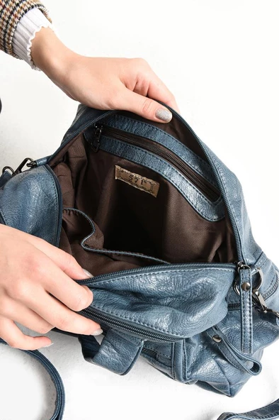 Y.S.Deri Kadın Omuz Çantası Çok Cepli Çapraz Askılı Bayan Postacı Çantası 20*30 Cm Vegan Deri - 5