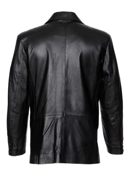 Punto Dikişli Siyah Renk Deri Ceket - 6