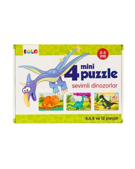 4 Mini Puzzle Sevimli Dinozorlar - 2