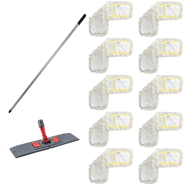 Cod-Ex Tablet Palet Nemli Yedek Mop Takımı - 10 Ad. 40 Cm. Mop + Katlanır Aparat + Metal Vidalı Sap ürün görseli 1