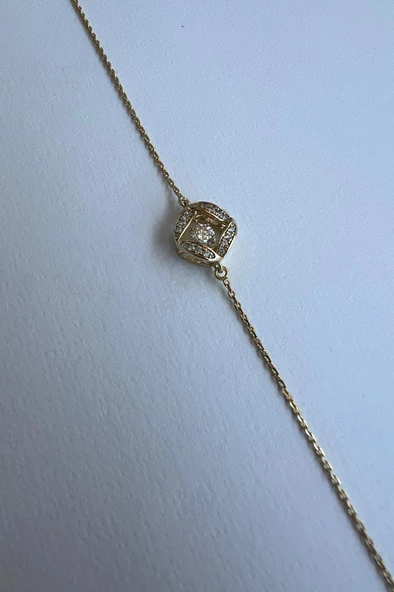 SALLANTILI TAŞLI ALTIN KAPLAMA BİLEKLİK 14K