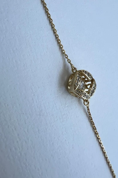 SALLANTILI TAŞLI ALTIN KAPLAMA BİLEKLİK 14K - 2