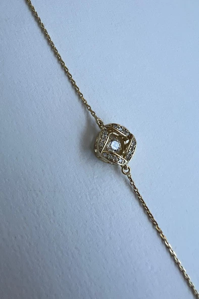 SALLANTILI TAŞLI ALTIN KAPLAMA BİLEKLİK 14K - 3