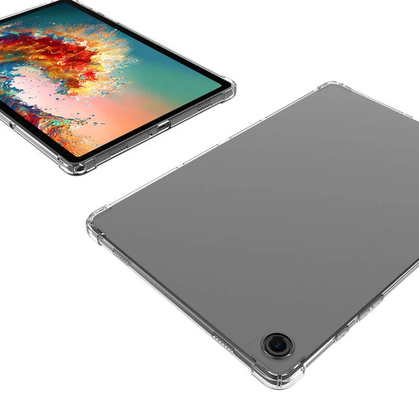 Samsung Galaxy Tab A9 Plus Kılıf Tablet Nitro Anti Shock Darbe Emici Köşe Korumalı Şeffaf Silikon Kapak - 4