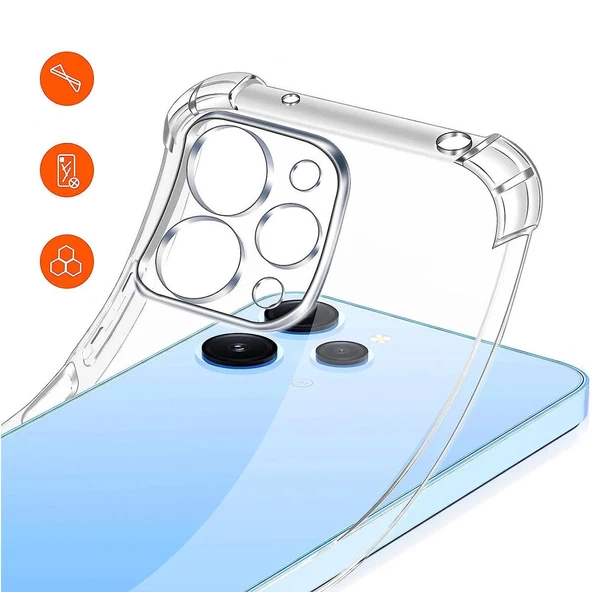 Xiaomi Redmi 12 Kılıf Nitro Anti Shock Darbe Emici Köşe Korumalı Şeffaf Silikon Kapak - Resim 5