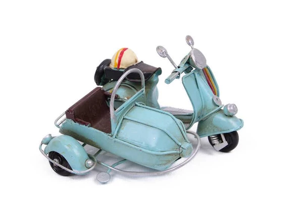 Dekoratif Metal Scooter Sepetli Vintage Biblo Ev Ofis Hediyelik