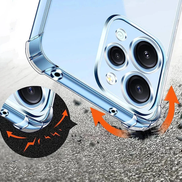 Xiaomi Redmi 12 Kılıf Nitro Anti Shock Darbe Emici Köşe Korumalı Şeffaf Silikon Kapak - Resim 3