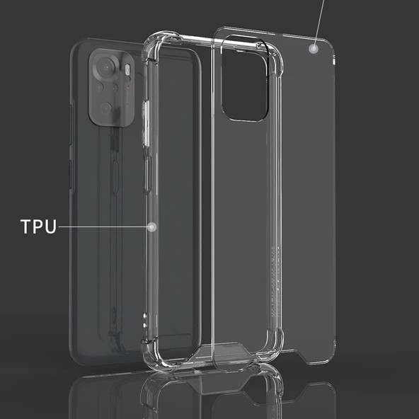 Xiaomi Redmi Note 10 Kılıf Nitro Anti Shock Darbe Emici Köşe Korumalı Şeffaf Silikon Kapak - Resim 6