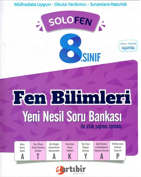 Artıbir 8. Sınıf Fen Bilimleri Solofen Soru Bankası ürün görseli