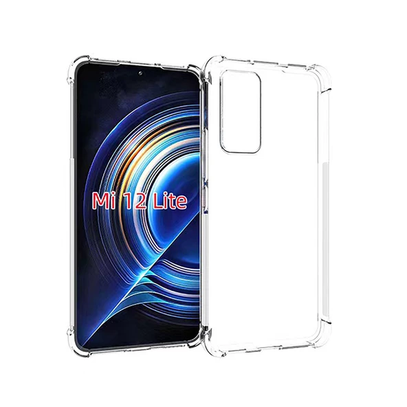 Xiaomi Mi 12 Lite Kılıf Nitro Anti Shock Darbe Emici Köşe Korumalı Şeffaf Silikon Kapak