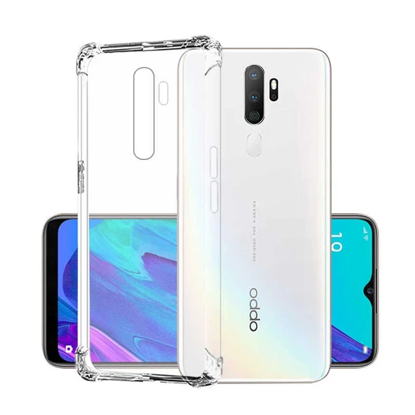 Oppo A5 2020 Kılıf Nitro Anti Shock Darbe Emici Köşe Korumalı Şeffaf Silikon Kapak