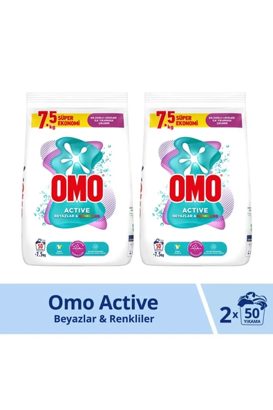 Omo Active Beyazlar ve Renkliler Toz Deterjanı 15 kg 100 Yıkama