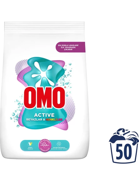 Omo Active Beyazlar ve Renkliler Toz Deterjanı 7.5 kg 50 Yıkama