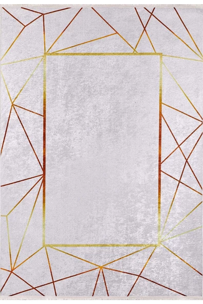 Halı Atölyesi Gri Altın Desen Doğal Pamuklu 2'li Banyo&Mutfak Paspas Seti 60x100 50x60 Cm - 3