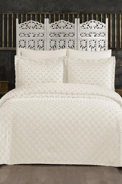 Çeyizdiyarı Orya 3 Parça Pike Takımı Krem ürün görseli