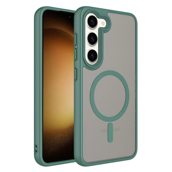 Galaxy S23 Kılıf Mat Arka Yüzey Wireless Şarj Özellikli Flet Magsafe Kılıf - 5