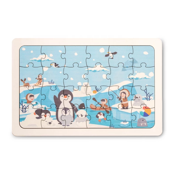 Montessori Kutuplar 24 Parça Ahşap Puzzle, Yapboz Seti - Eğitici, Öğretici ve Güvenli Çocuk Oyuncağı - 3