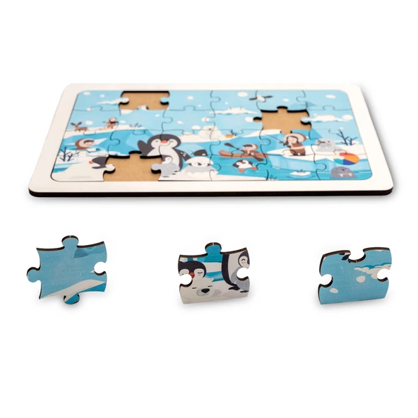 Montessori Kutuplar 24 Parça Ahşap Puzzle, Yapboz Seti - Eğitici, Öğretici ve Güvenli Çocuk Oyuncağı