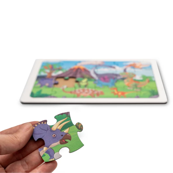 Montessori Dinazor Ailesi 24 Parça Ahşap Puzzle, Yapboz Seti / Eğitici, Öğretici ve Güvenli Çocuk Oyuncağı - 2