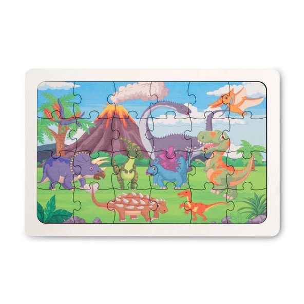 Montessori Dinazor Ailesi 24 Parça Ahşap Puzzle, Yapboz Seti / Eğitici, Öğretici ve Güvenli Çocuk Oyuncağı - 3