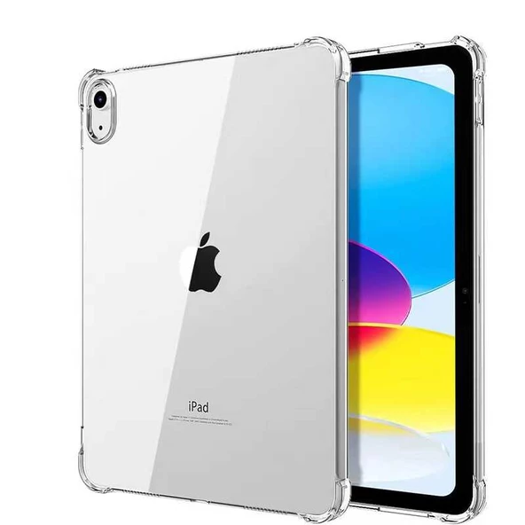 iPad 10.9 2022 (10.Nesil) Kılıf Nitro Anti Shock Darbe Emici Köşe Korumalı Şeffaf Silikon Kapak