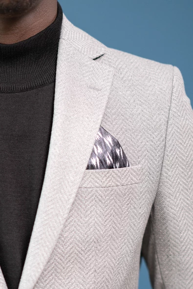 Apartro Regular Fit Mono Yaka Çift Yırtmaç Torba Cep Armürlü Tek Ceket - 5